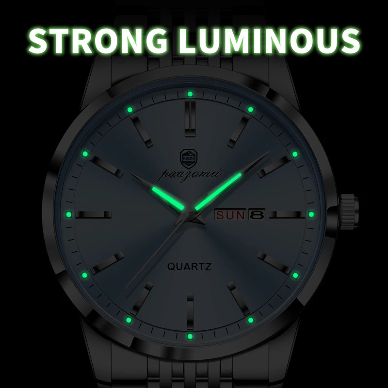 2026 Nuevo Reloj de Pulsera de Lujo para Hombre, Resistente al Agua, Luminoso, con Fecha, Reloj de Cuarzo de Acero Inoxidable de 43mm, Reloj Masculino