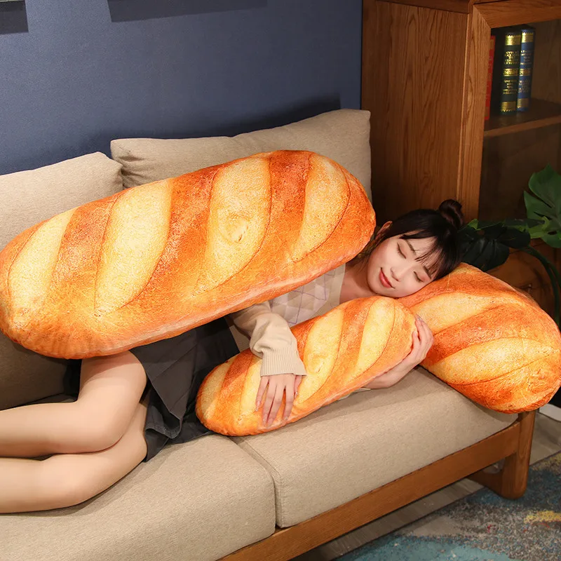 Almohada de Peluche de pan francés para hombre, relleno con imágenes impresas, comida, Peluche, decoración de fiesta, compañero de dormir, regalo