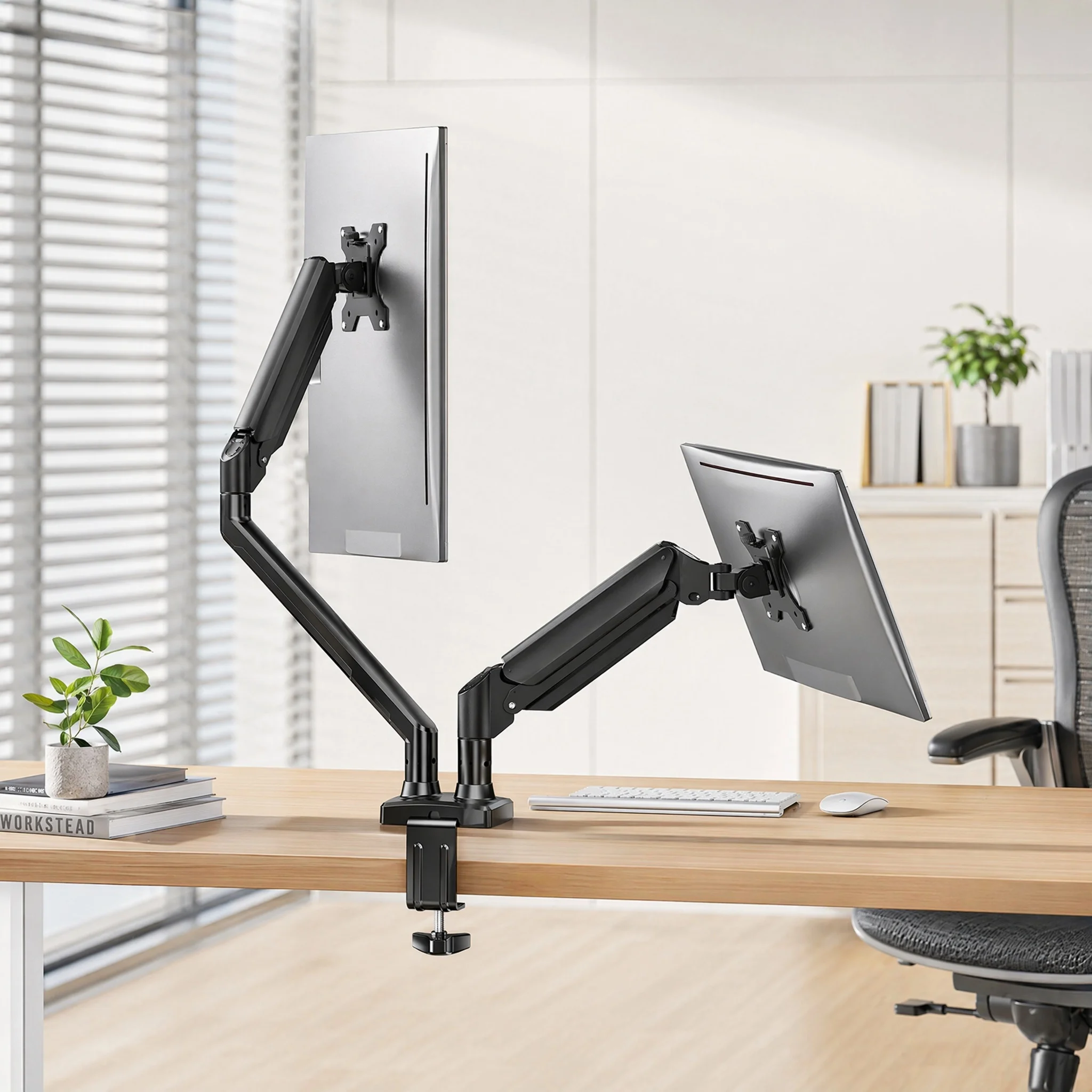 Soporte para dos monitores de hasta 33 pulgadas, capacidad de carga máxima de 22 lbs por brazo, soporte ajustable para dos monitores, soporte de monitor VESA de acero resistente con VESA estable de 75x75 100x100 mm