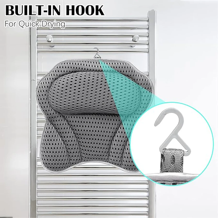 Almohada de baño, almohada para bañera, soporte para el cuello y la espalda, cojín de Spa de malla transpirable 3D ultrasuave, reposacabezas, accesorios de baño, regalos