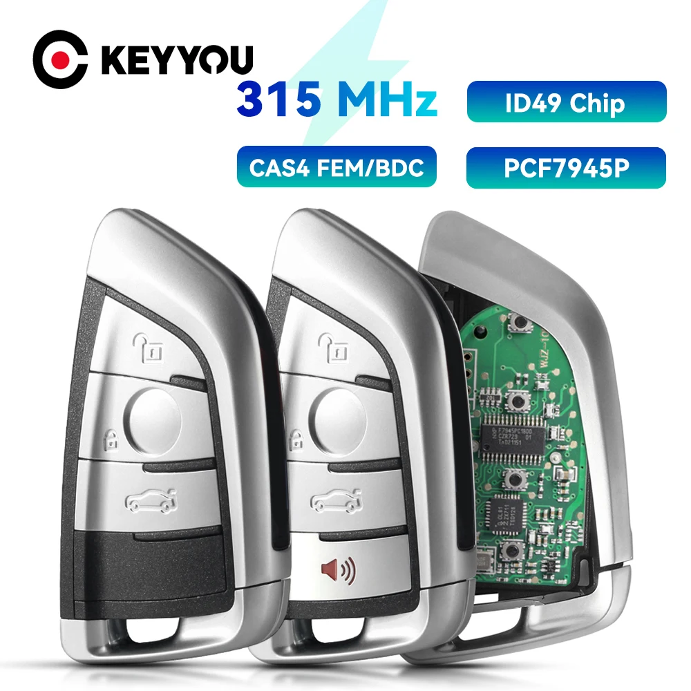 KEYYOU llave remota de coche para BMW 1 3 5 7 Series X1 X3 X5 X6 X7 CAS4 CAS4 + sistema FEM F 315/433/868Mhz ID49 Promixity sin llave Go