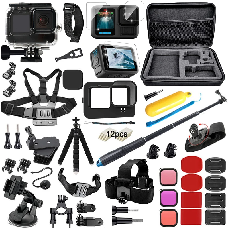 Kit de Accesorios para GoPro Hero 13 Black, Bolsa de Transporte, Carcasa Impermeable, Set de Trípode para Go Pro Hero13