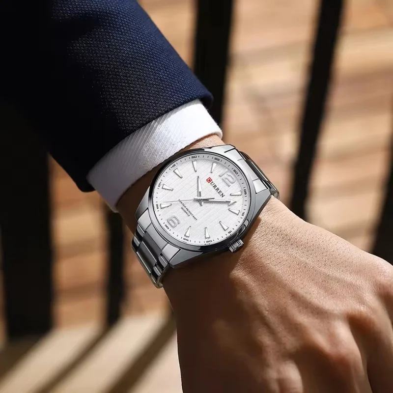 Reloj CURREN 8434 de Marca de Moda para Hombre, Resistente al Agua, con Luz Nocturna, Elegante, Correa de Acero Inoxidable, Reloj de Regalo para Hombre, Reloj Hombre