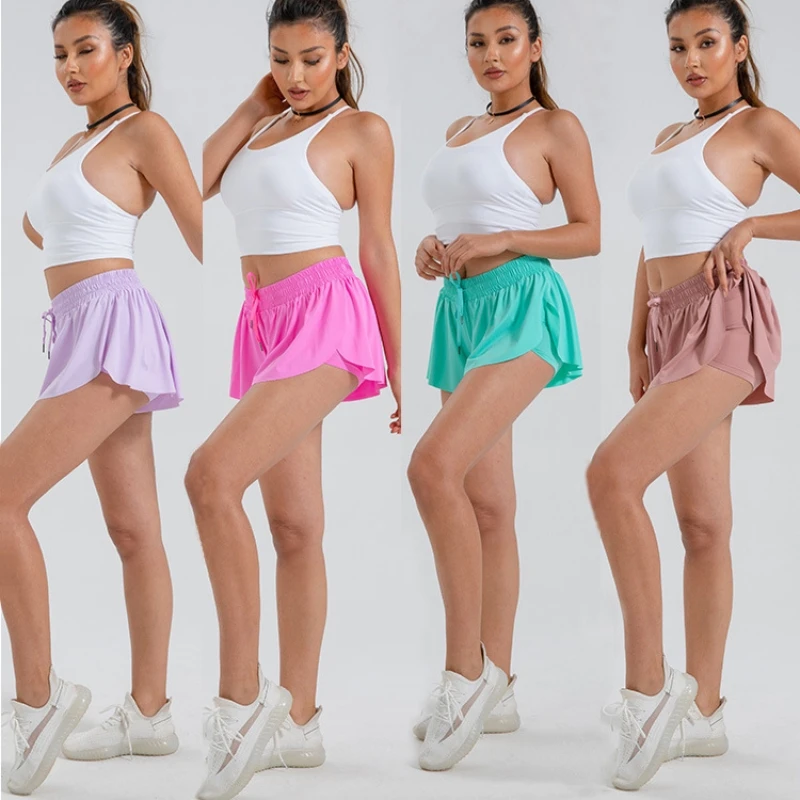 Pantalones cortos deportivos para mujer, Falda corta de tenis de mariposa con bolsillos, gimnasio, Yoga, motociclista atlético, faldas de Spandex, 2 en 1, Verano