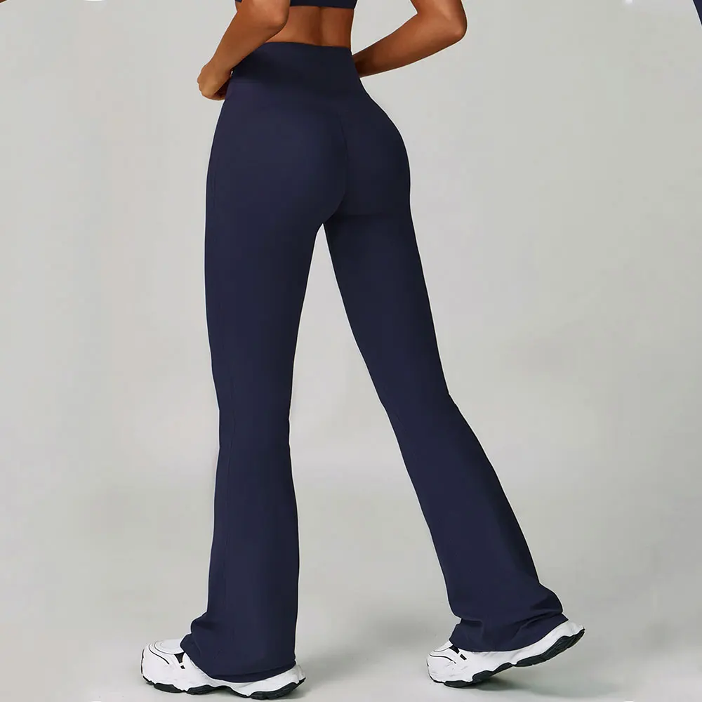 Pantalones de pierna ancha para mujer, mallas deportivas para Yoga, mallas ajustadas para correr, pantalones de entrenamiento con realce de cintura alta, pantalones deportivos para correr y Yoga