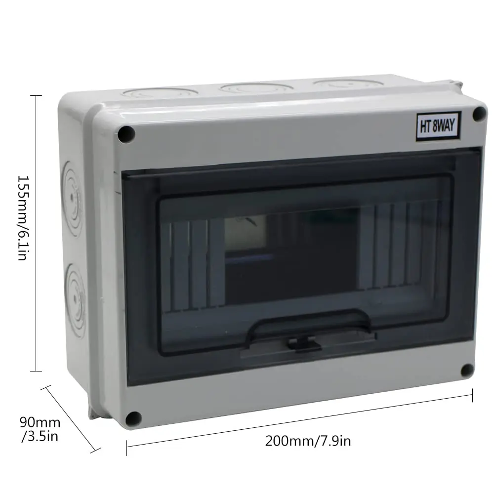Caja de Distribución MCB de 8 Vías para Riel DIN, IP65, ABS, con Cubierta Transparente, para Interruptores de Circuito de Pared en Interiores