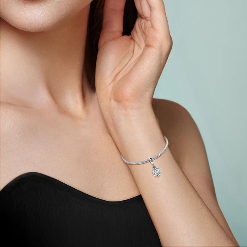 Abalorio Abrible de Plata de Ley 925 con Forma de Huevo de Dragón, Compatible con Pulseras Originales, Abalorio de Plata 925 para Mujer