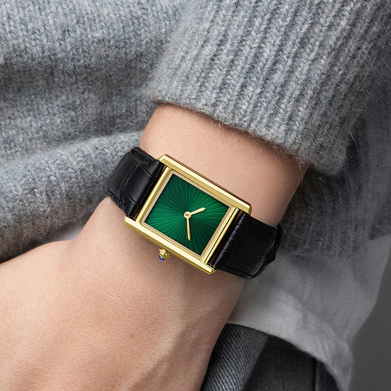 Nuevo reloj cuadrado clásico para hombres y mujeres, diseño Simple de dos manos, correa de cuero de moda, relojes de pulsera de cuarzo resistentes al agua, envío directo