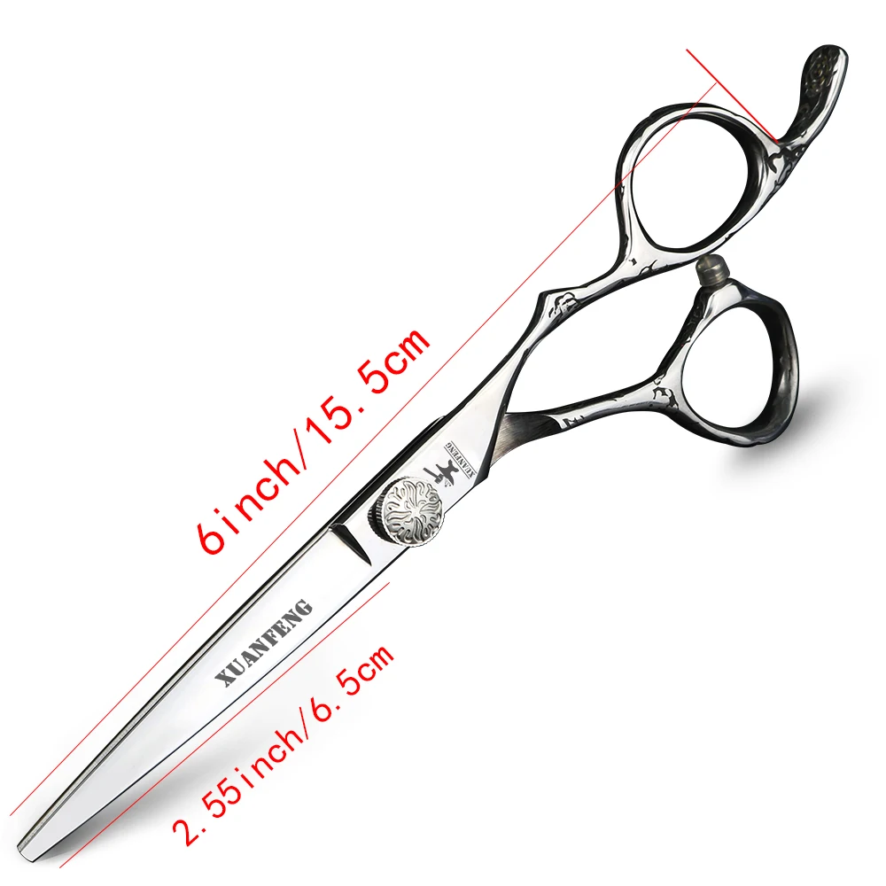 XUANFENG-Tijeras para el cabello con espejo negro, tijeras de corte y adelgazamiento de peluquero JP440C de 6 pulgadas, muy geniales