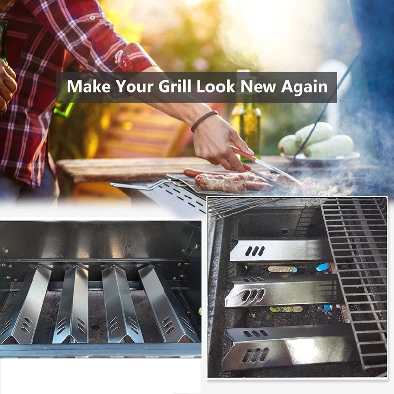 2/4 Uds. Tiendas de calor para parrilla, tiendas de calor universales de acero inoxidable para parrilla, cubierta para quemadores de parrilla de Gas, reemplazos de domadores de llama