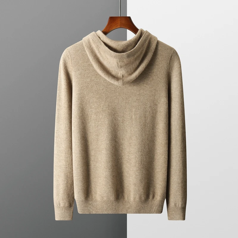 Sudadera con capucha de una pieza de Cachemira para hombre y mujer, sudadera de punto de lana merina 100%, informal, grande, larga, para otoño e invierno