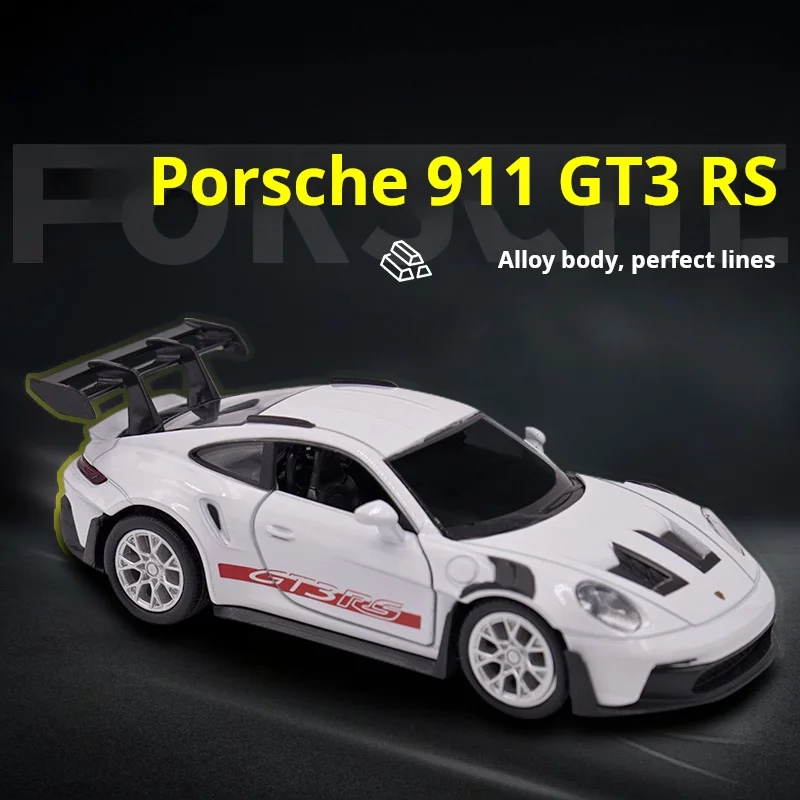 Coche Deportivo de Carreras Porsche 911 GT3 RS a Escala 1:36, Modelo en Miniatura de Aleación Fundida a Presión, Juguete de Colección Rápido y Furioso, Regalo de Cumpleaños para Niños