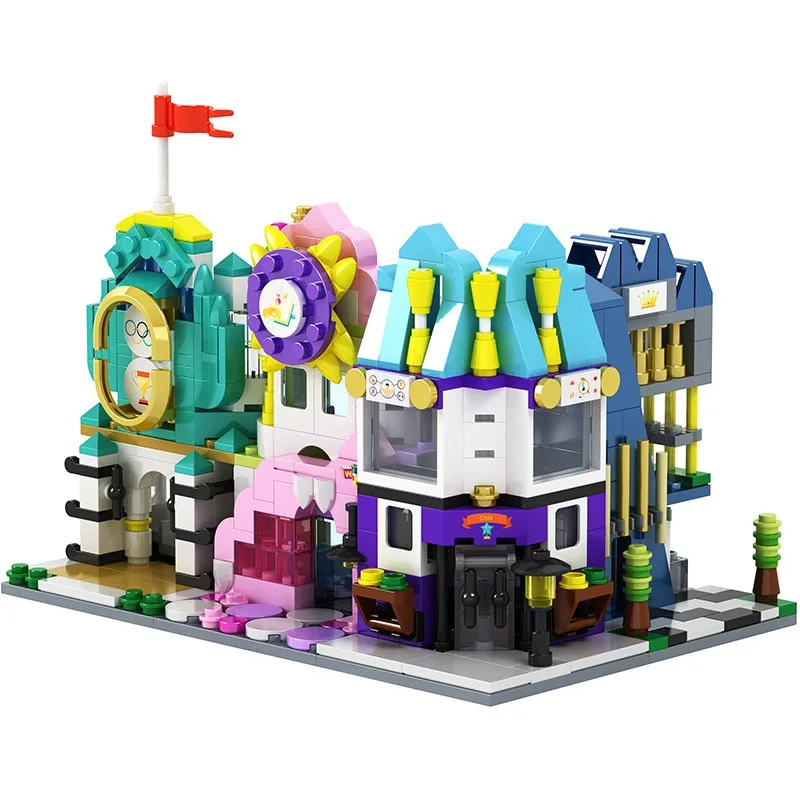 Mini casa de bloques de construcción, tienda de ciudad, vista a la calle, Snack, figuras de calle, juguetes para niños, regalos para niños y niñas compatibles con Lego