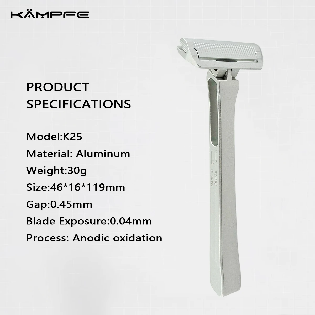 KAMPFE Maquinilla de Afeitar Clásica de Metal de Una Sola Hoja de Aluminio CNC Vintage para Afeitado Manual Suave, Regalo para Hombre