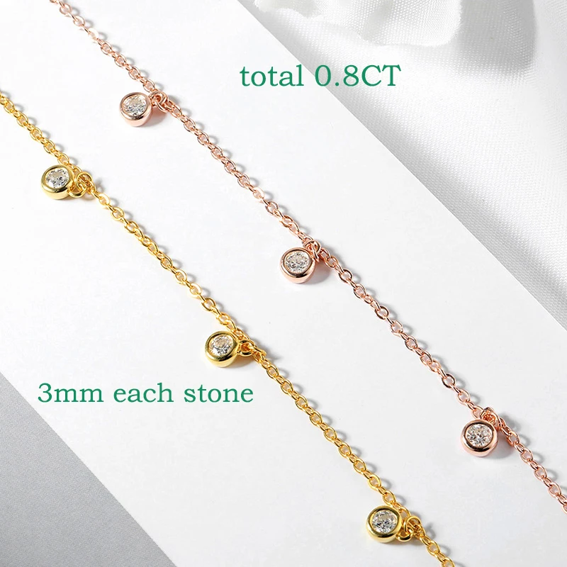 Smyoue-collar con colgante de moissanita auténtica para mujer, 8 piedras con certificado de burbuja, 100%, cadena clásica para el cuello, plata de ley 925 chapada en 18K