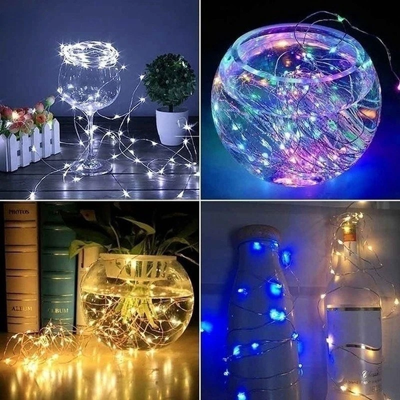 Guirnalda de luces LED de alambre de cobre de 10/20M, guirnalda impermeable con USB/batería, luz de hadas, decoración para fiesta de boda y Navidad, iluminación navideña