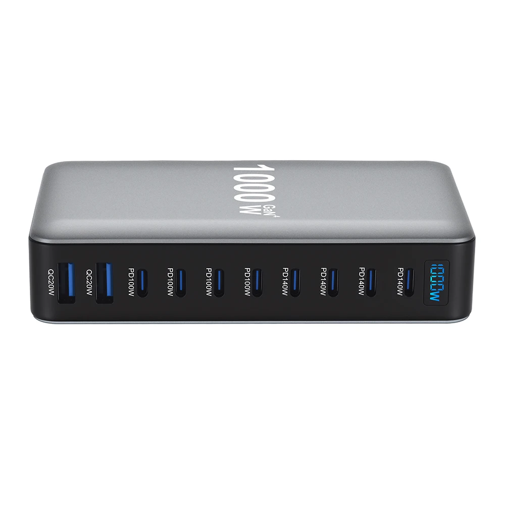 Cargador GaN de 1000W, USB C, de Escritorio, 10 Puertos, USB Tipo C, PD3.1, Carga Rápida para iPhone 17, 16, 15, Samsung S24, Xiaomi, Laptop