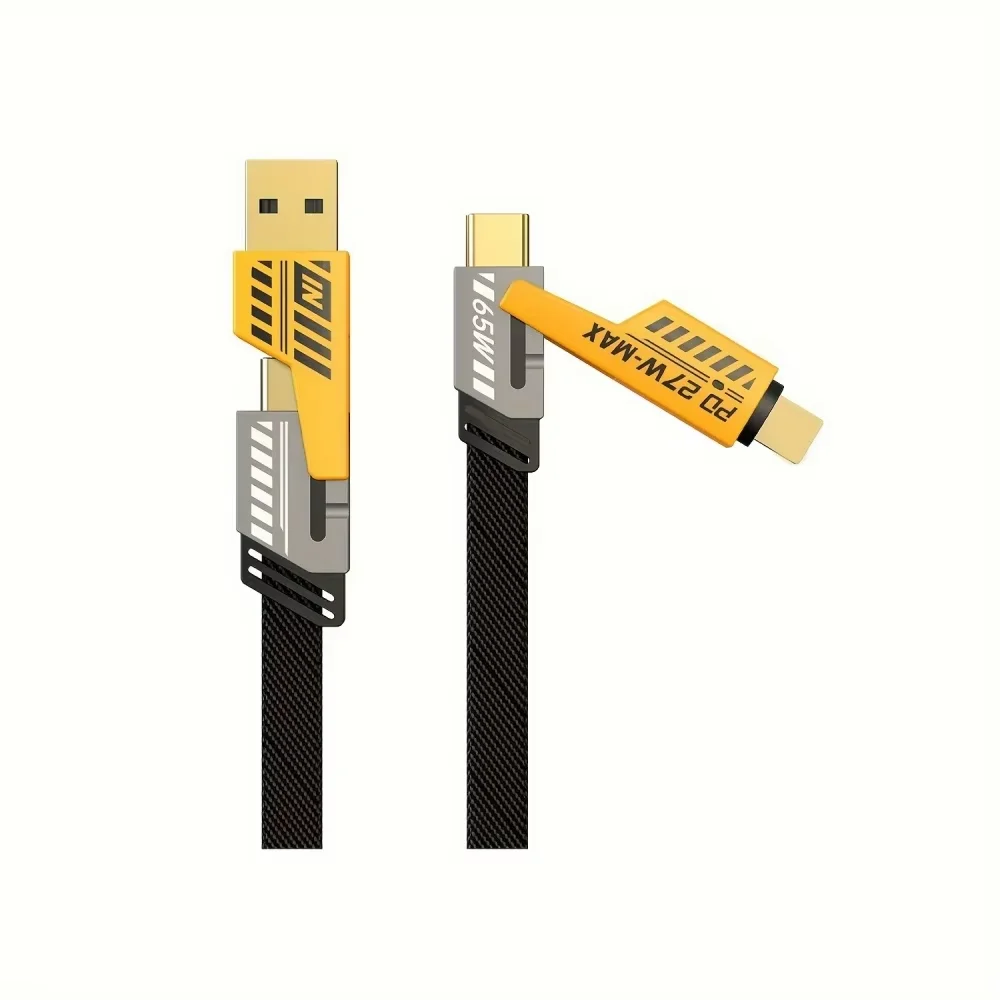 Cable de carga rápida PD QC Mecha 4 en 1 de 65W Cable de carga rápida multipuerto USB C para Android iPhone