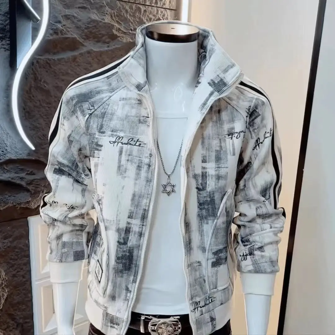Chaqueta de marca de moda para hombre, nuevo patrón Retro, chaqueta informal de manga larga, nicho atractivo