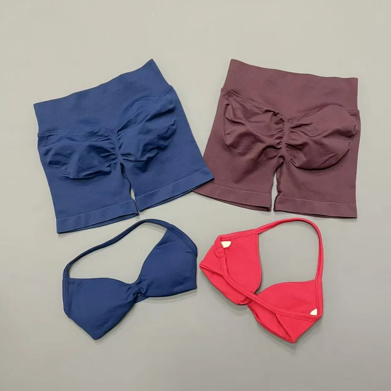 Conjunto de yoga sin costuras HISTELLO de 2 piezas, sujetador deportivo push-up, leggings moldeadores de glúteos, transpirables y cómodos para mujer.