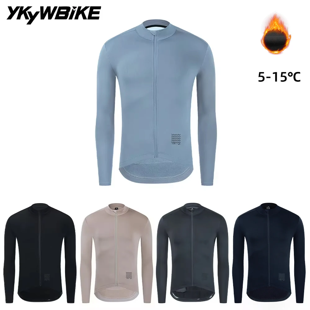 Ykywbike-Camiseta de ciclismo de invierno para hombre, ropa térmica de lana para bicicleta de montaña, camisetas cálidas de manga larga, chaqueta para bicicleta de carretera