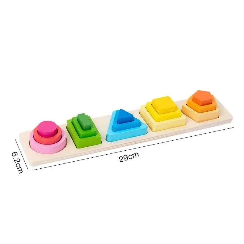 Juguetes apilables de clasificación de madera Montessori, rompecabezas de bloques de clasificación de colores y formas, juguetes apilables geométricos para niños pequeños, educación temprana