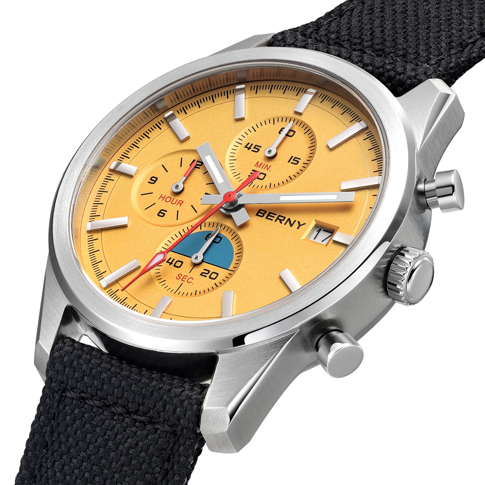 Reloj BERNY cronógrafo de cuarzo para hombre, luminoso, Miyota OS10, de lujo, con revestimiento AR, zafiro, resistente al agua hasta 5ATM, 2026, relojes deportivos para hombre