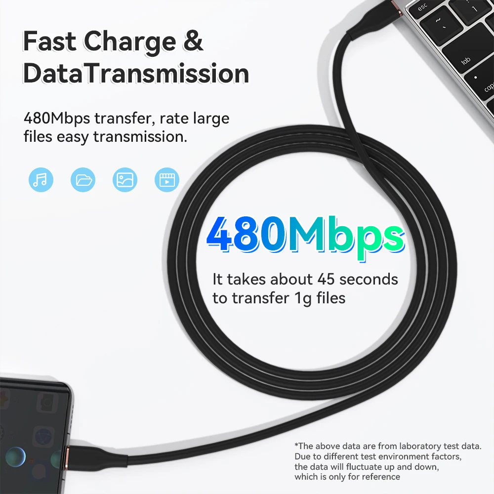 ASOMETECH 1M/2M Cable USB C a tipo C PD 60W Cable de carga rápida Cable de datos del cargador USB-C para Macbook Samsung Xiaomi Cable tipo C