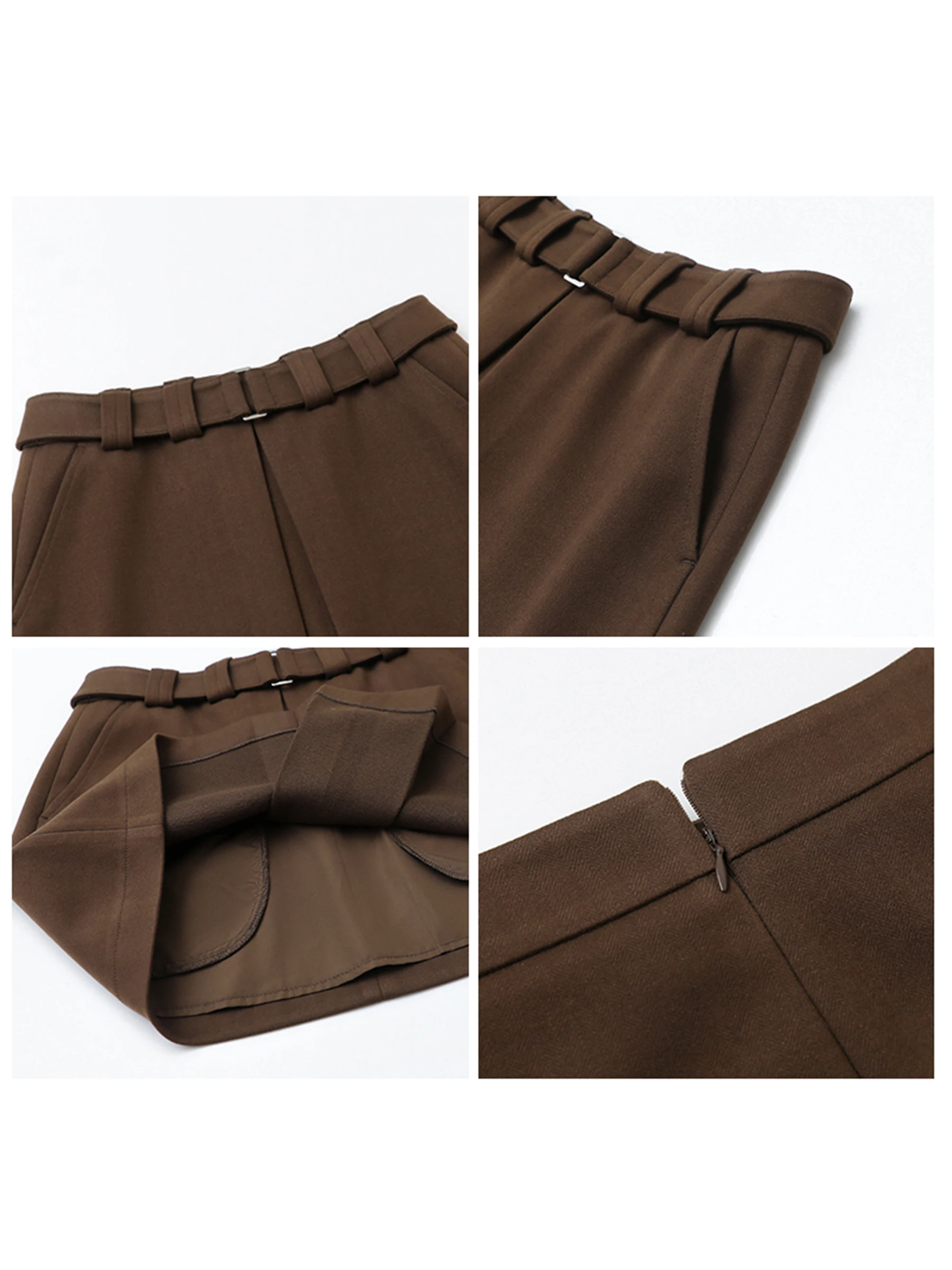 CHIC VEN moda mujer faldas sólido nuevo de cintura alta A-line Slim señoras media falda cadera abrazando Otoño Invierno 2025