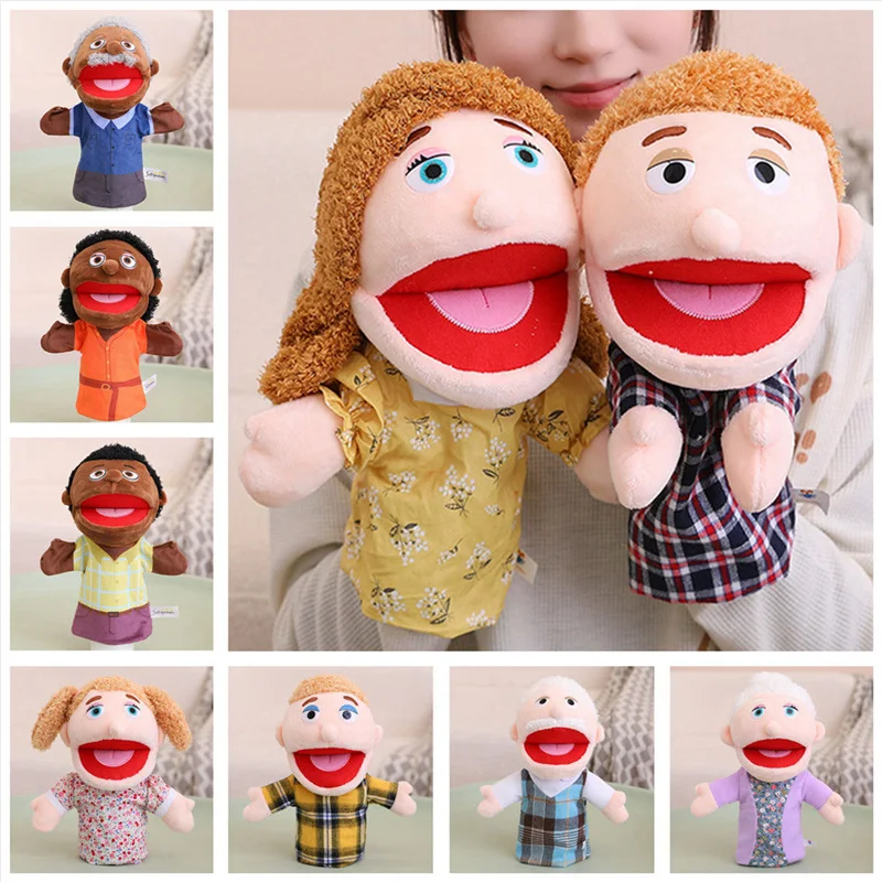 Marioneta de dedo y mano de felpa para niños de 28-33cm, actividad Popular, juego de rol para niño y niña, accesorios para cuentos para dormir, juguetes de juego de rol familiares, muñeca