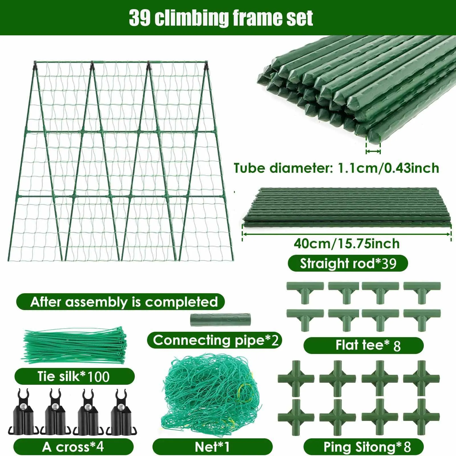 Kit de marco de escalada para plantas y verduras, marco en A para jardín, soportes para cultivo, apto para escalar, enrejado de pepino, tomates y uvas a prueba de herrumbre