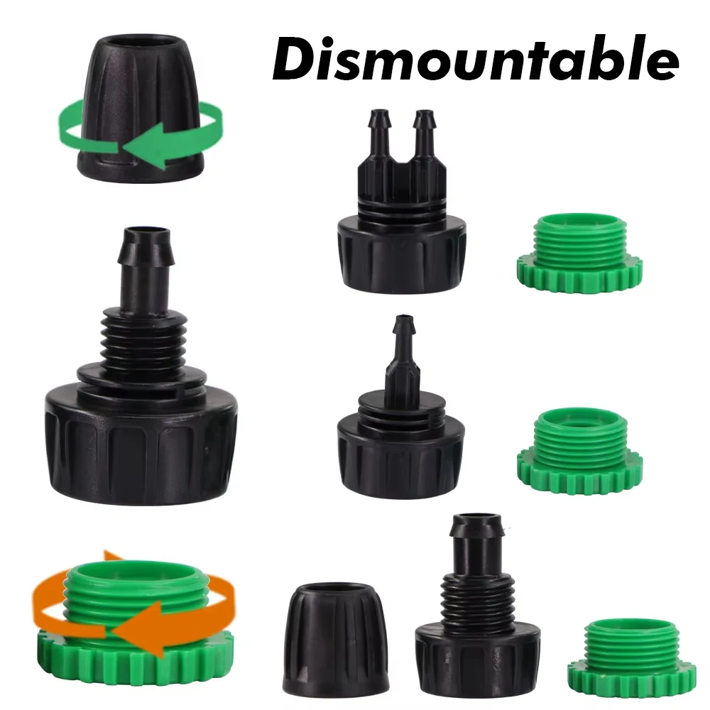 Conector de grifo para manguera de jardín, 2 uds., rosca hembra de 1/2 "3/4" a adaptador de 4/7mm, 8/11mm y 16mm, accesorios para microtubos de goteo, juntas de riego