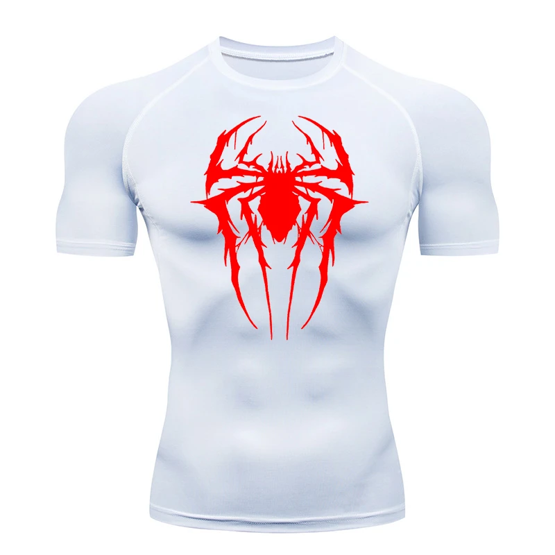 Camisetas de compresión con gráfico de araña para hombre, camisetas atléticas de secado rápido para entrenamiento de gimnasio, camisetas interiores, capas básicas