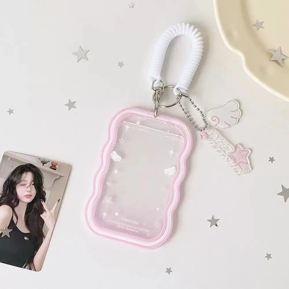 Moda Kpop, Portafotos Simple de Color Sólido de 3 Pulgadas, Bonito Portafotos para Ídolos, Bolsa para Guardar Fotos, Accesorio con Colgante de Cuerda Elástica, Regalo