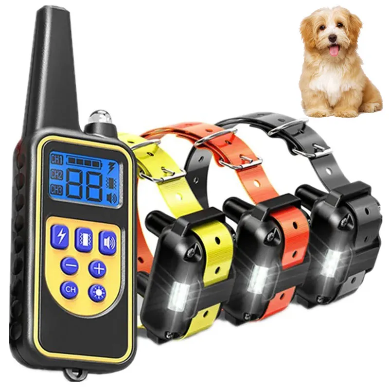 Collar eléctrico de entrenamiento para perros, dispositivo antiladridos recargable con Control remoto, resistente al agua, todos los tamaños