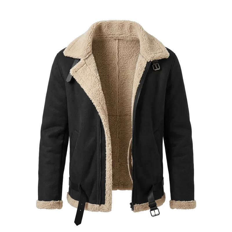 Chaqueta de Invierno para Hombre, Nueva, de Felpa, Cálida, con Forro Polar, Lista para el Invierno, Estilo Urbano, Chaqueta de Caza