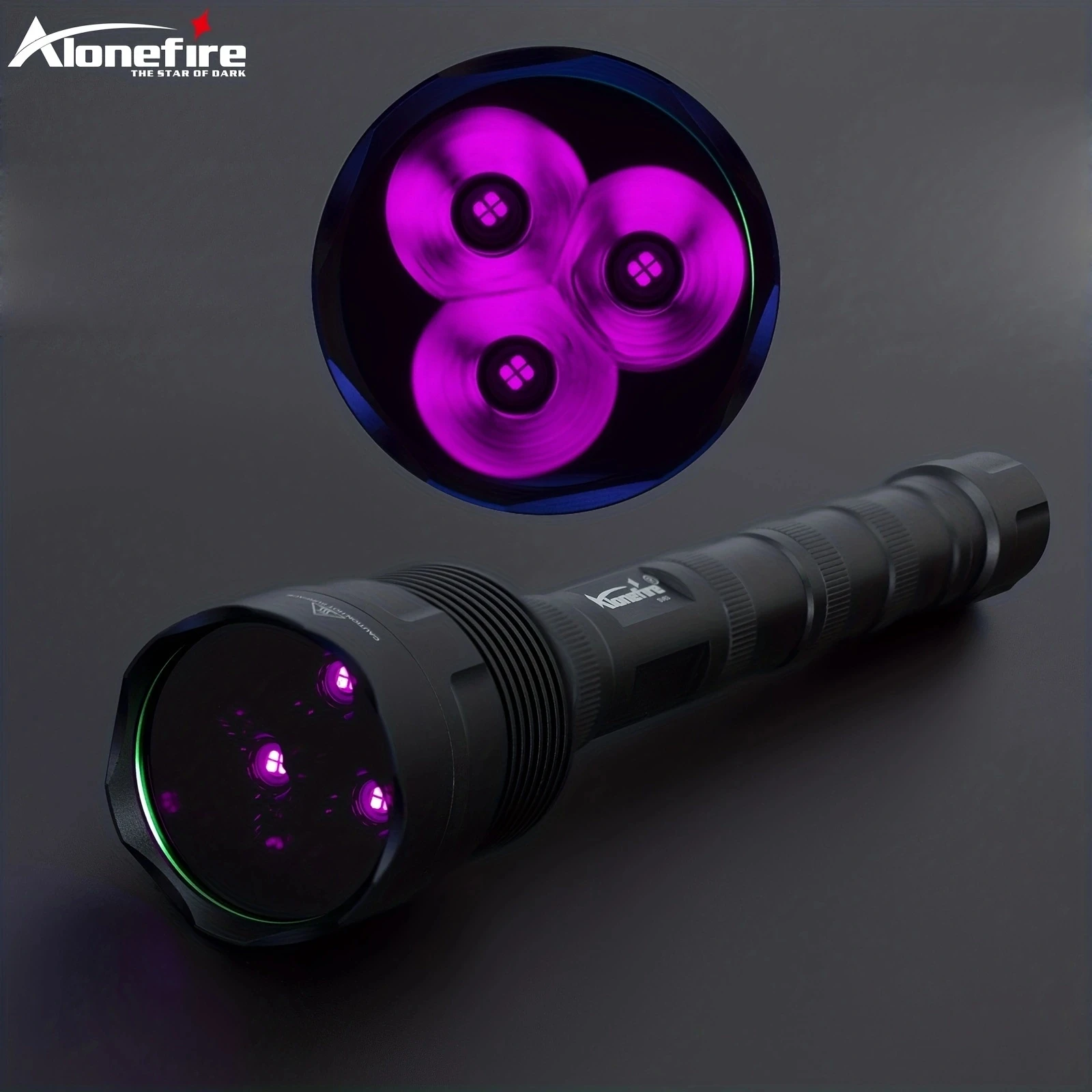 Linterna UV de 60W con 3x365nm LED, Luz Negra Potente de 395nm, Marcador Invisible Ultravioleta de Alta Potencia, Luz de Inspección para Gatos y Perros