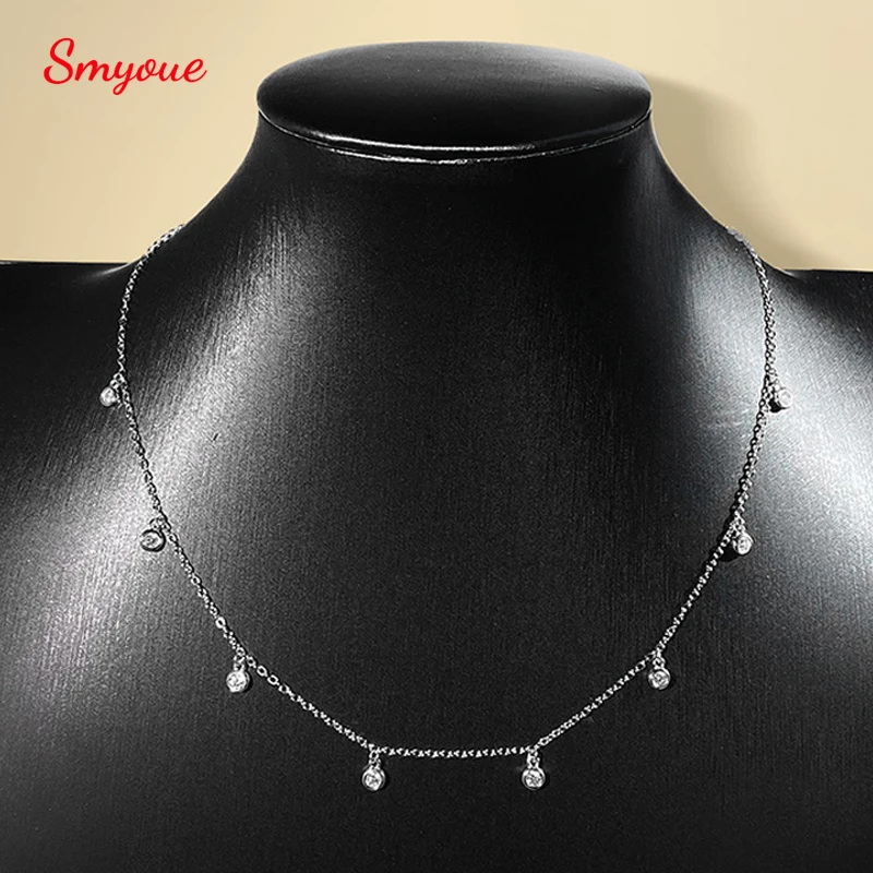 Smyoue-collar con colgante de moissanita auténtica para mujer, 8 piedras con certificado de burbuja, 100%, cadena clásica para el cuello, plata de ley 925 chapada en 18K