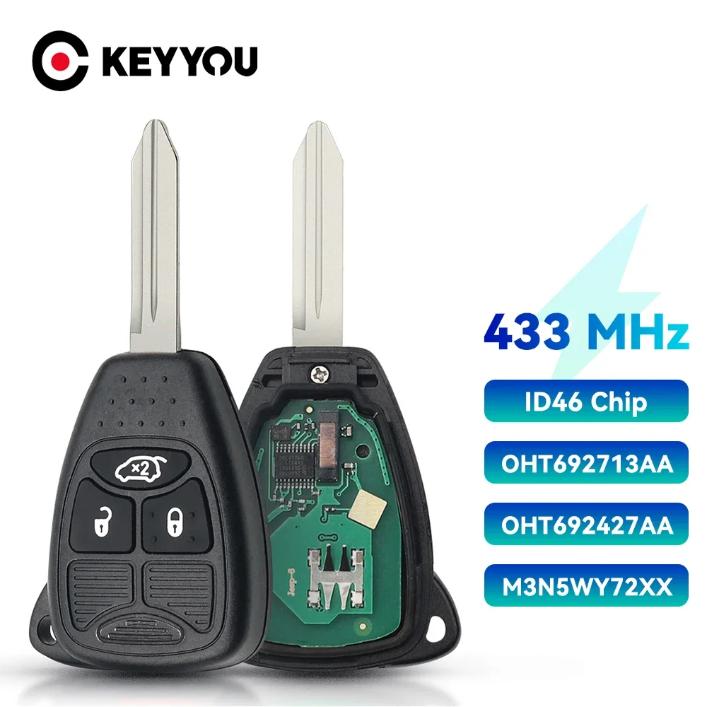 Llave de coche remota KEYYOU para Dodge RAM JEEP Commander Compass Grand Cherokee Liberty Wrangler Chrysler OHT 692427 AA 315Mhz ID46