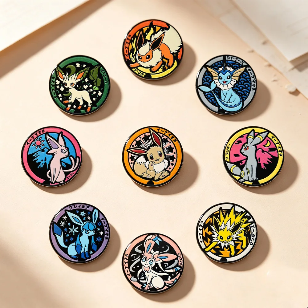 9 pines coleccionables de esmalte Kawaii Eeveelutions Espeon, broche de anime con diseño de elfo zorro monstruo, insignia para mochila, chaqueta, regalo.