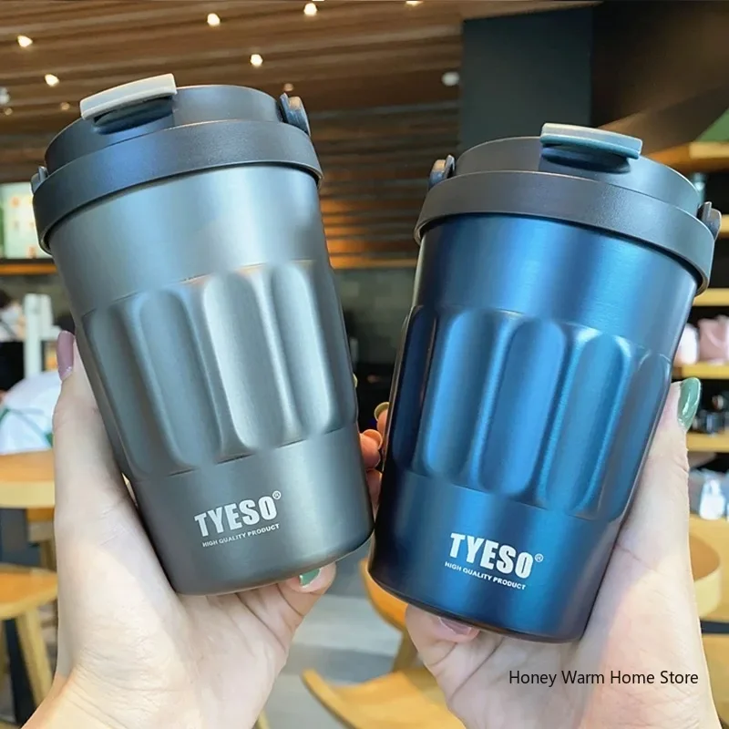TYESO frascos de vacío termo botellas de agua 400 ml/500 ml taza aislada de acero inoxidable 304 vaso Original para coche taza de café fría y caliente