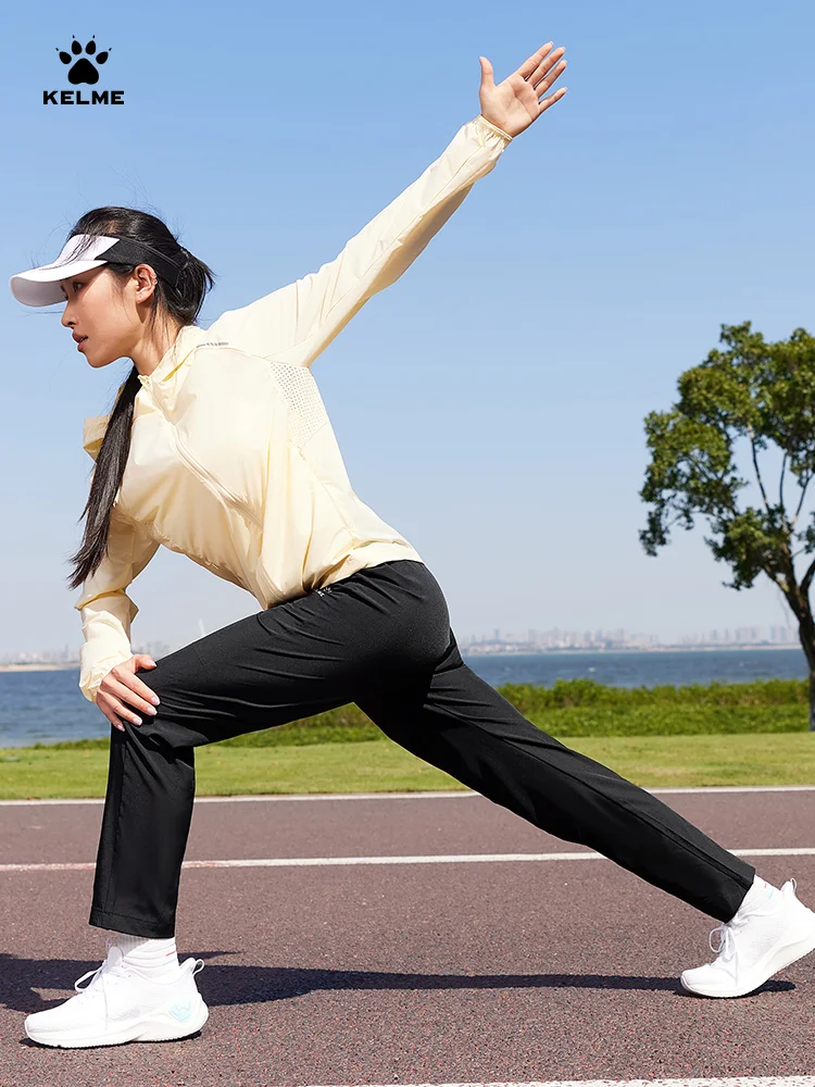 KELME-Pantalones deportivos finos para mujer, Pantalón recto, informal, negro, para correr y fitness, Verano