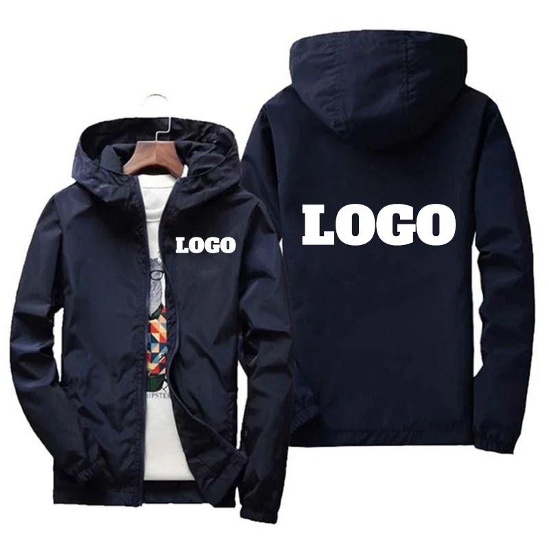 Chaqueta impermeable con logotipo de marca personalizado para hombre, cortavientos cálido, ropa informal, 6Xl talla grande, verde, negro, rojo, para exteriores, otoño