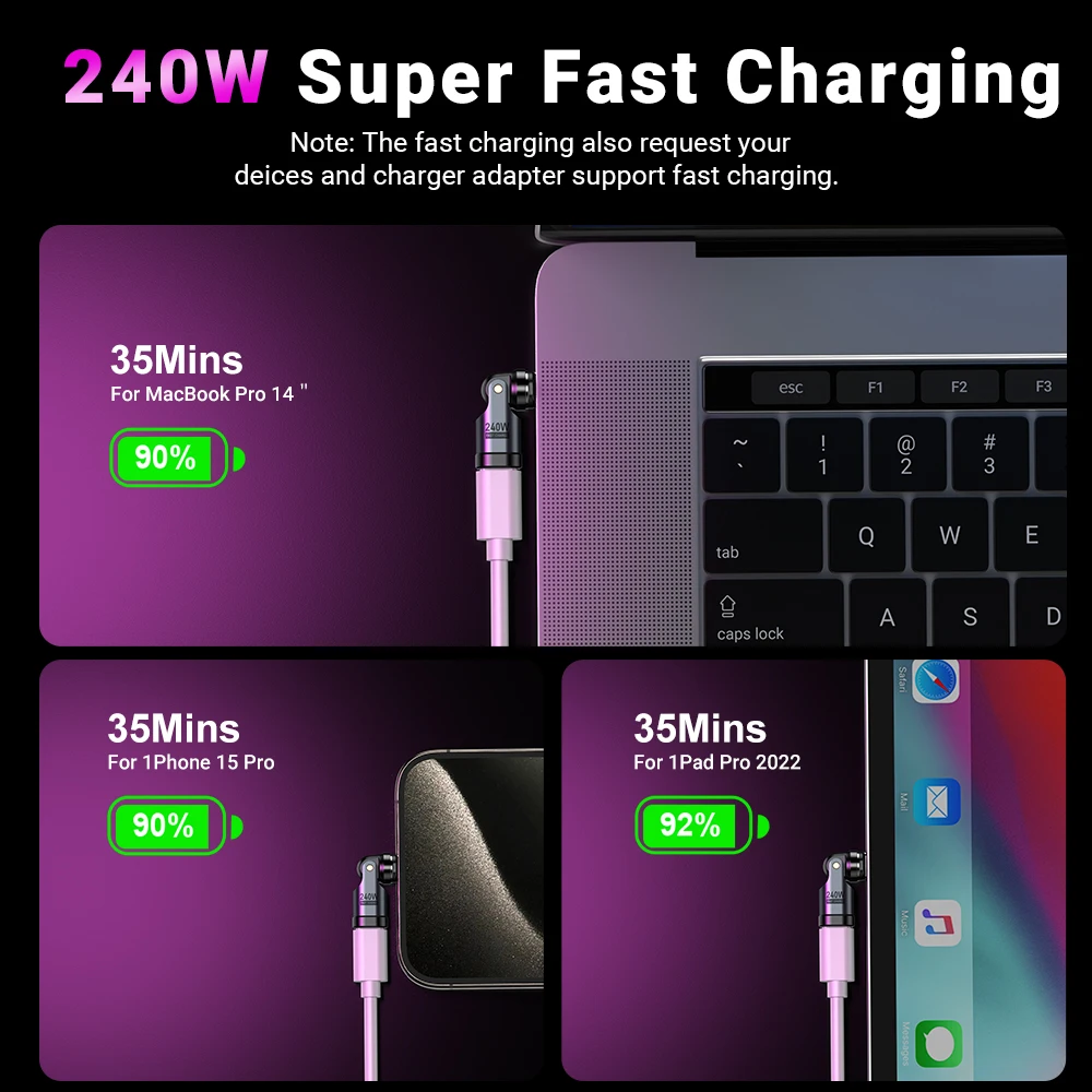 AUFU 3 uds 9Pin 240W adaptador magnético USB C a tipo C OTG convertidor de Cable de carga rápida para iPhone 16 15 MacBook Pro Xiaomi Laptop