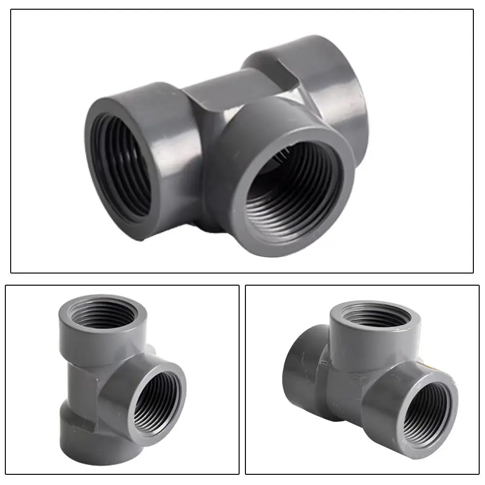 Conector de rosca hembra de PVC 1/2 3/4 1, 20/25/32mm, codo recto, adaptador de 3 vías para tubería de acuario de riego de jardín