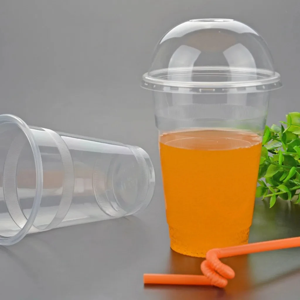 Vasos de plástico con tapas de cúpula para bebidas frías heladas, café, té, batidos, Sodas, Agua, fiesta, vajilla desechable, 100 unids/set, 500ML
