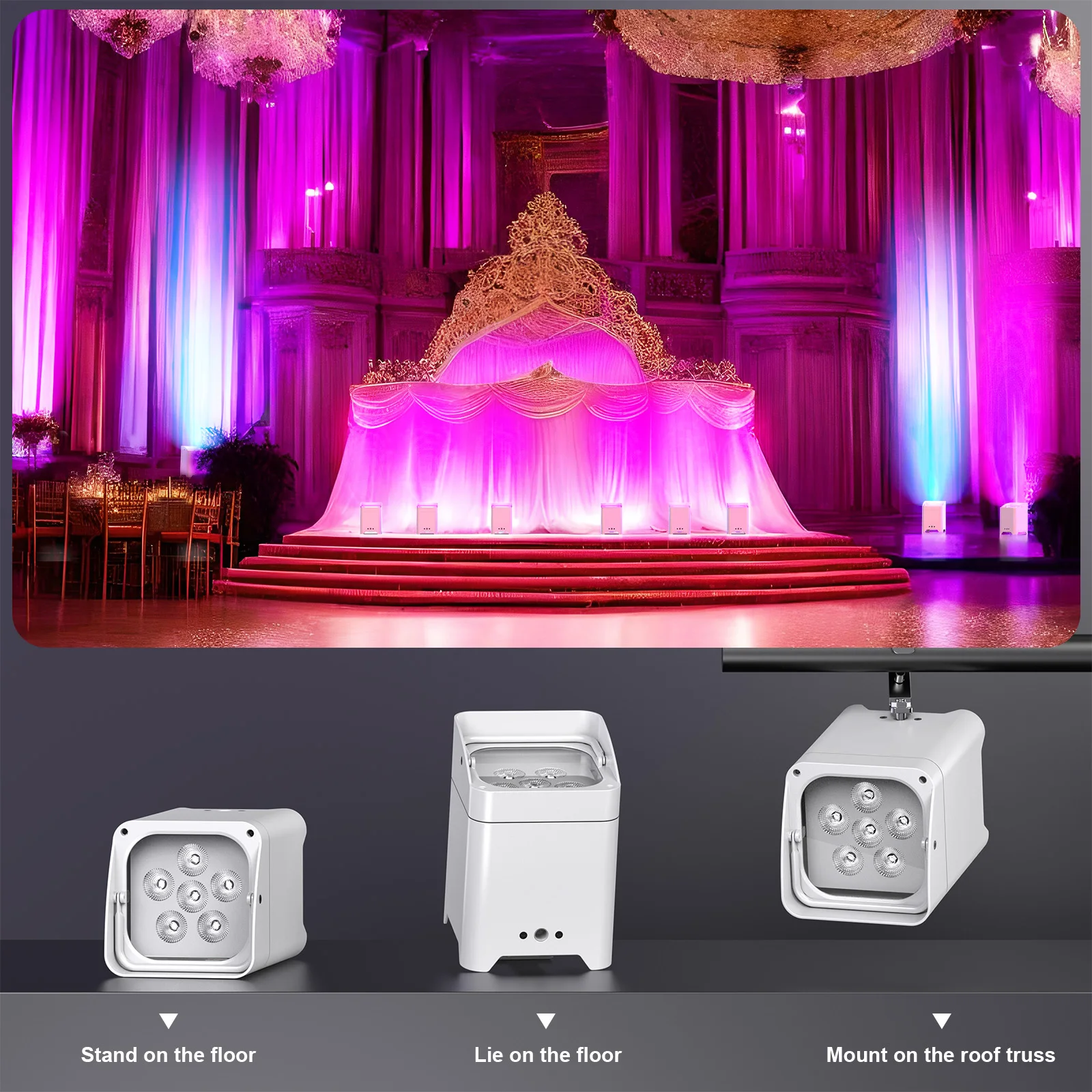 U'King 4 Uds RGBWA + UV luz Par LED con bolsa 6x18W DMX luz de escenario batería integrada recargable luz Par inalámbrica luz de teñido