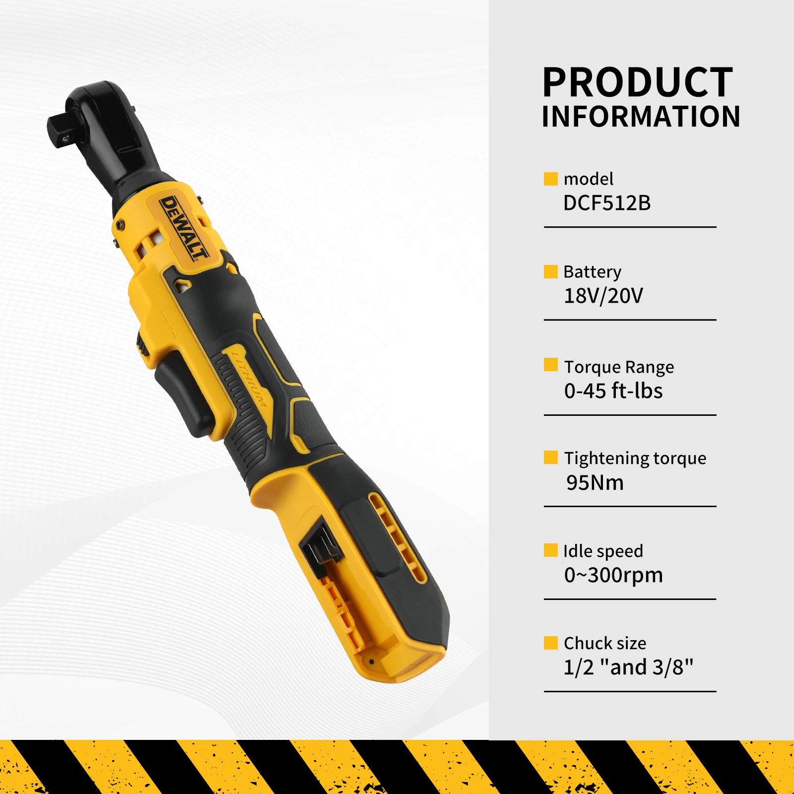 Dewalt DCF513/DCF512 Llave de trinquete de ángulo recto Controlador inalámbrico LED Llave de potencia de velocidad variable Herramientas eléctricas