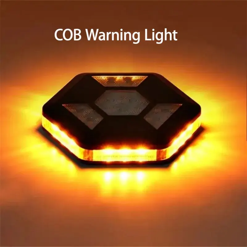Luz de advertencia COB giratoria de 360 ° para coche, imán de carga USB de emergencia, adsorción nocturna, lámpara intermitente amarilla y blanca, luces de techo para maletero