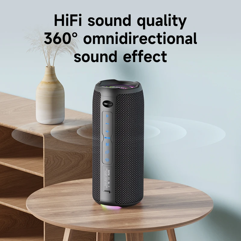 Altavoz Bluetooth portátil ZEALOT-S49PRO 20W IPX6 resistente al agua, tarjeta Micro SD, enchufe AUX, tiempo de reproducción 10H, luz RGB estéreo inalámbrica
